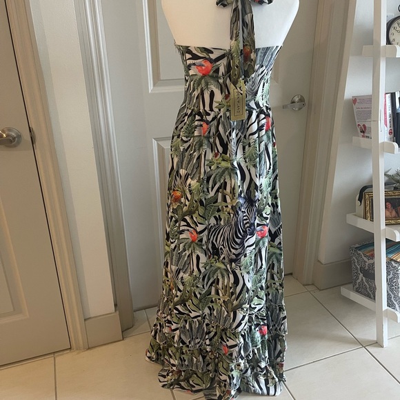Tropical zebra long dress halter - Picture 3 of 7